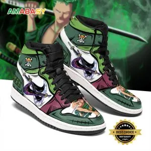 Roronoa Zoro One Piece Anime Air Jordan 1 Sneaker Shoes Gift For Fans Men Women Kid