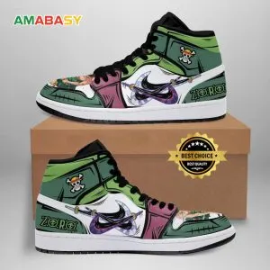 Roronoa Zoro One Piece Anime Air Jordan 1 Sneaker Shoes Gift For Fans Men Women Kid