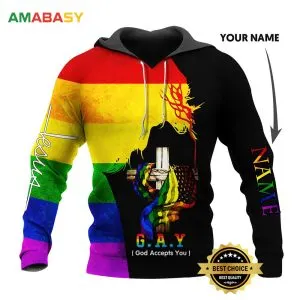 God Accepts You Proud Gay LGBT Ally Rainbow Pride Month Personalized 3D All Over Print Hoodie